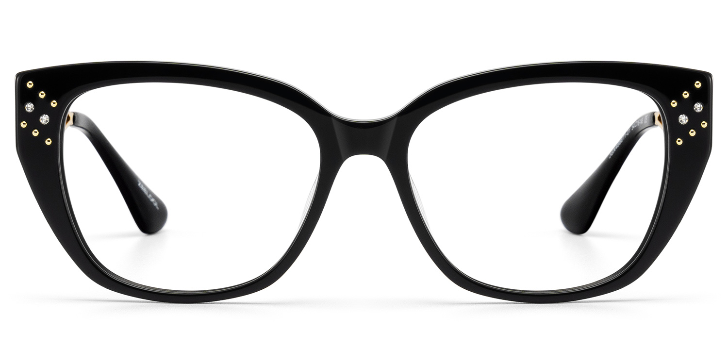 Mosa♡ Alma Butterfly Black Glitter Eyeglasses | ZEELOOL