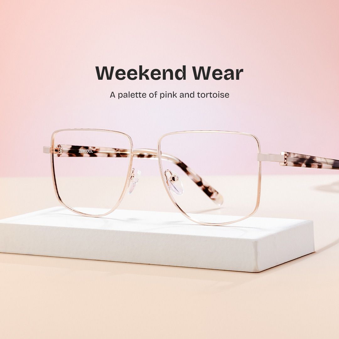Geometric pattern Eyeglasses- Felicity Metal Frame Glasses