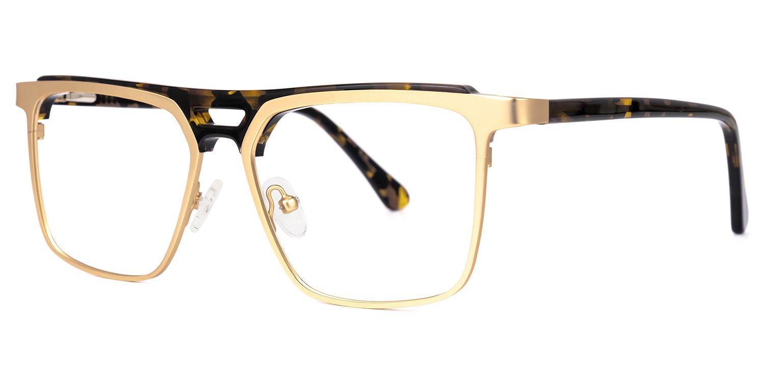 Rectangle Rajni Gold Glasses deals -Zeelool Glasses1