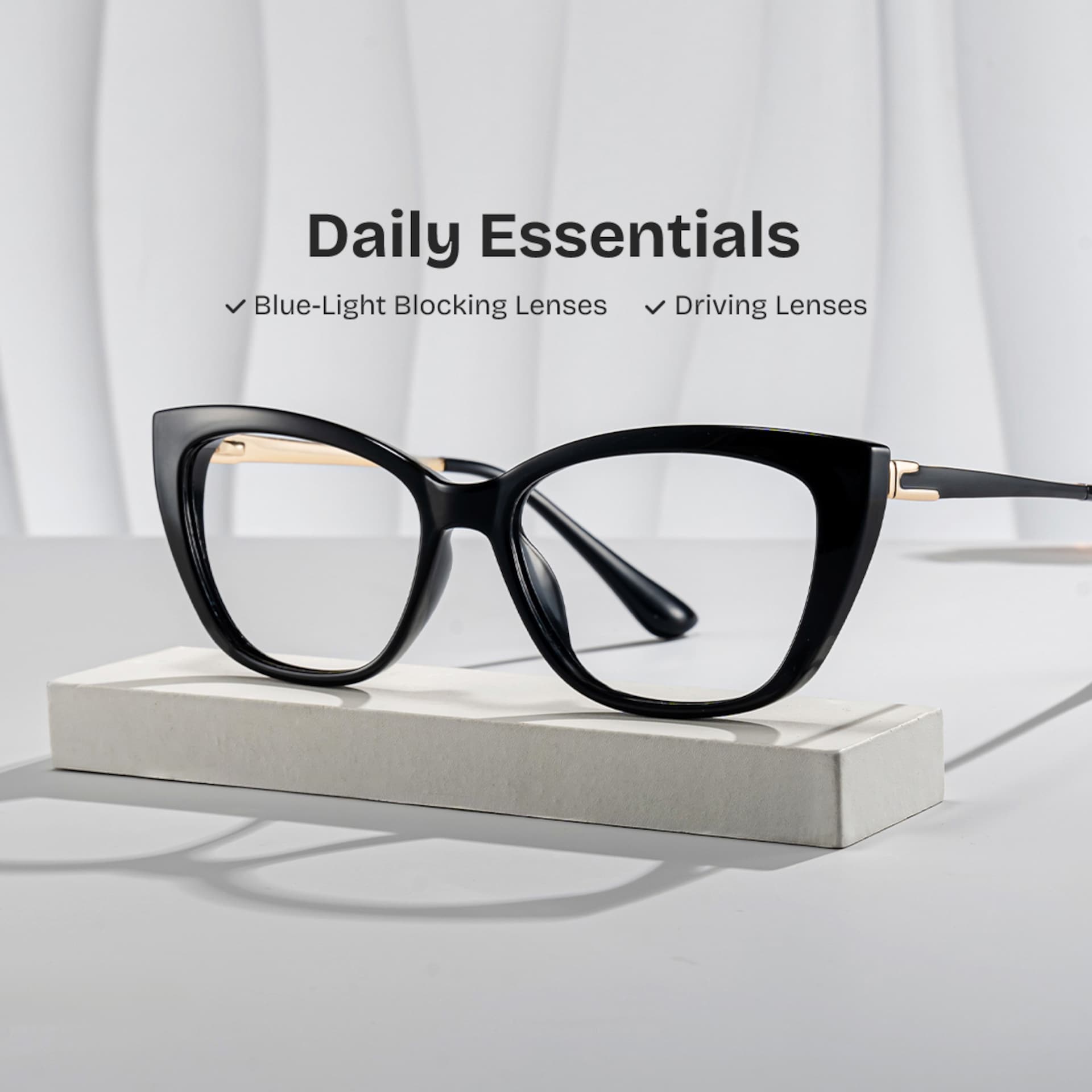 Harlow Black Frame Glasses with Rectangle Frame Online | ZEELOOL0