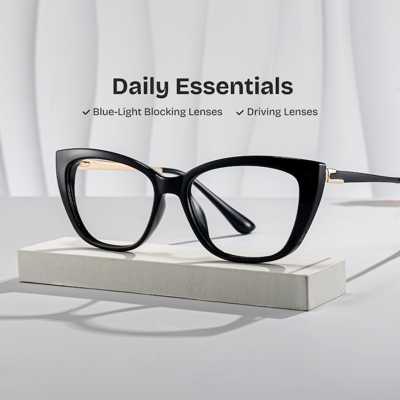 ZEELOOL Harlow Rectangle Black Glasses