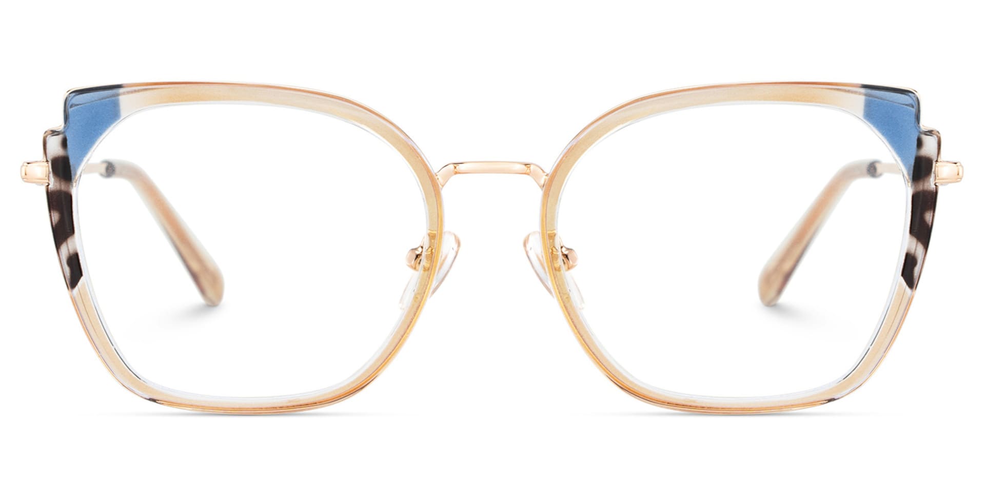 Champagne Metal Frame Glasses With Wide Size For Women1