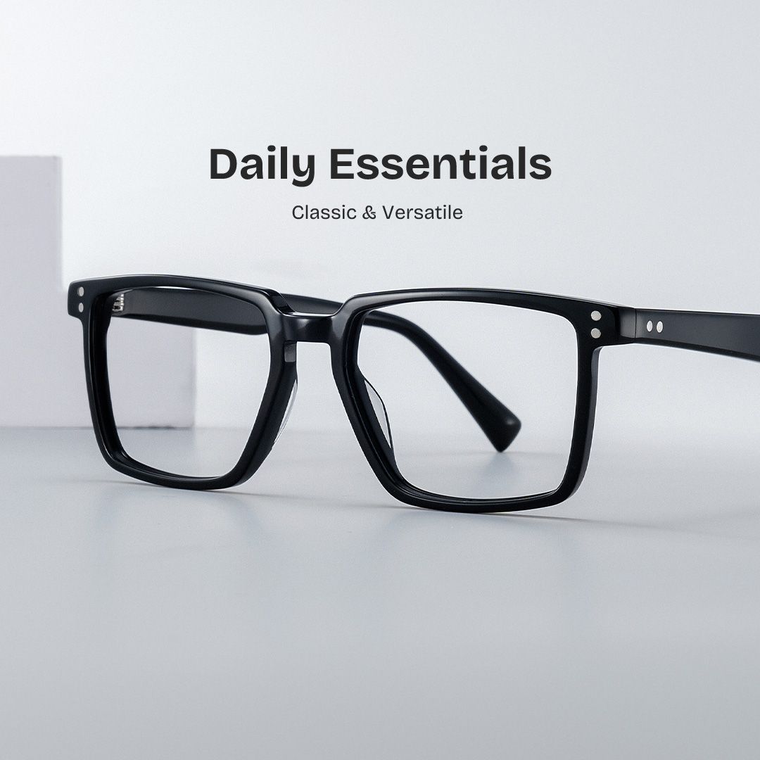 Griffin Black Frame Glasses with Rectangle Frame Online | ZEELOOL0