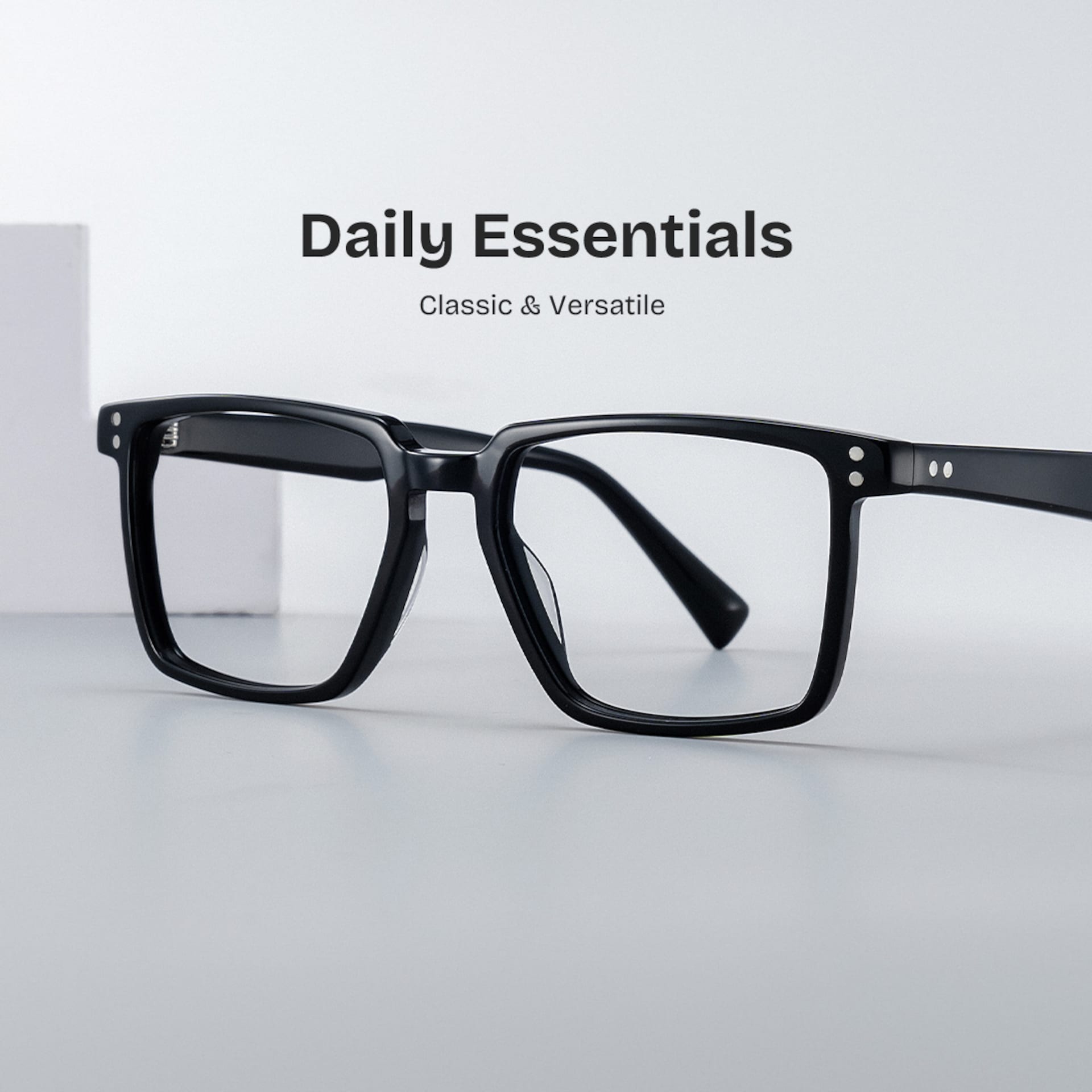Griffin Black Frame Glasses with Rectangle Frame Online | ZEELOOL0