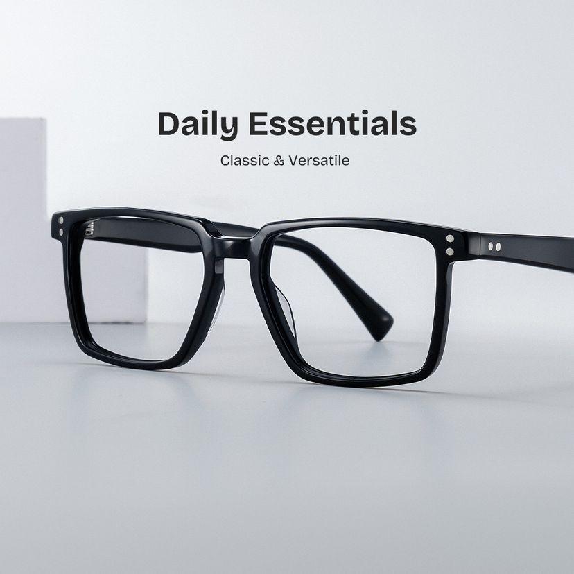 Griffin Rectangle Black Glasses
