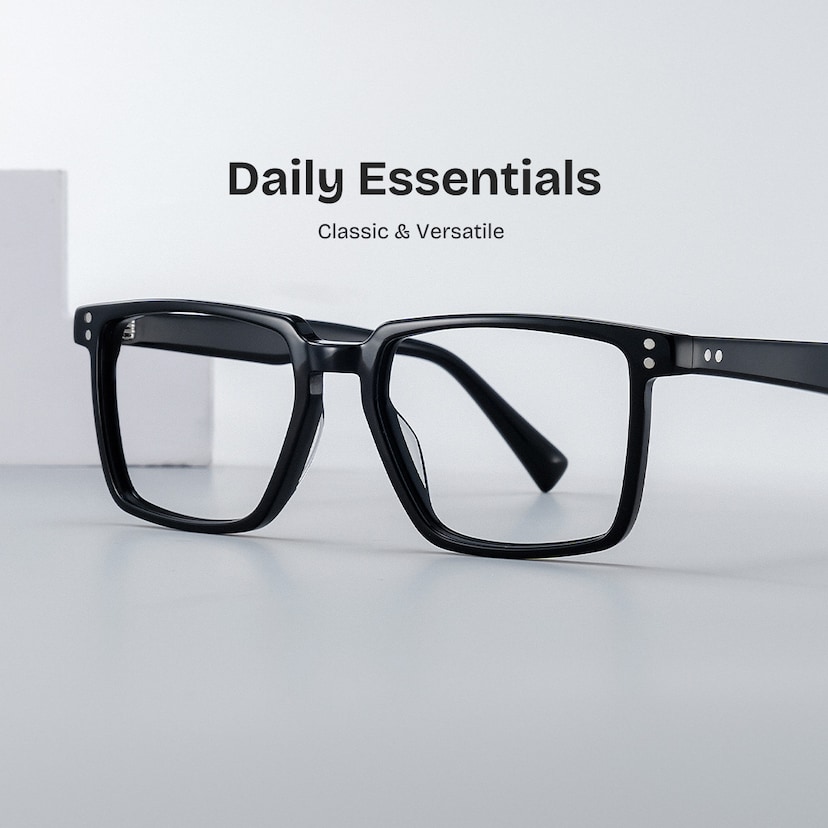 Griffin Rectangle Black Glasses