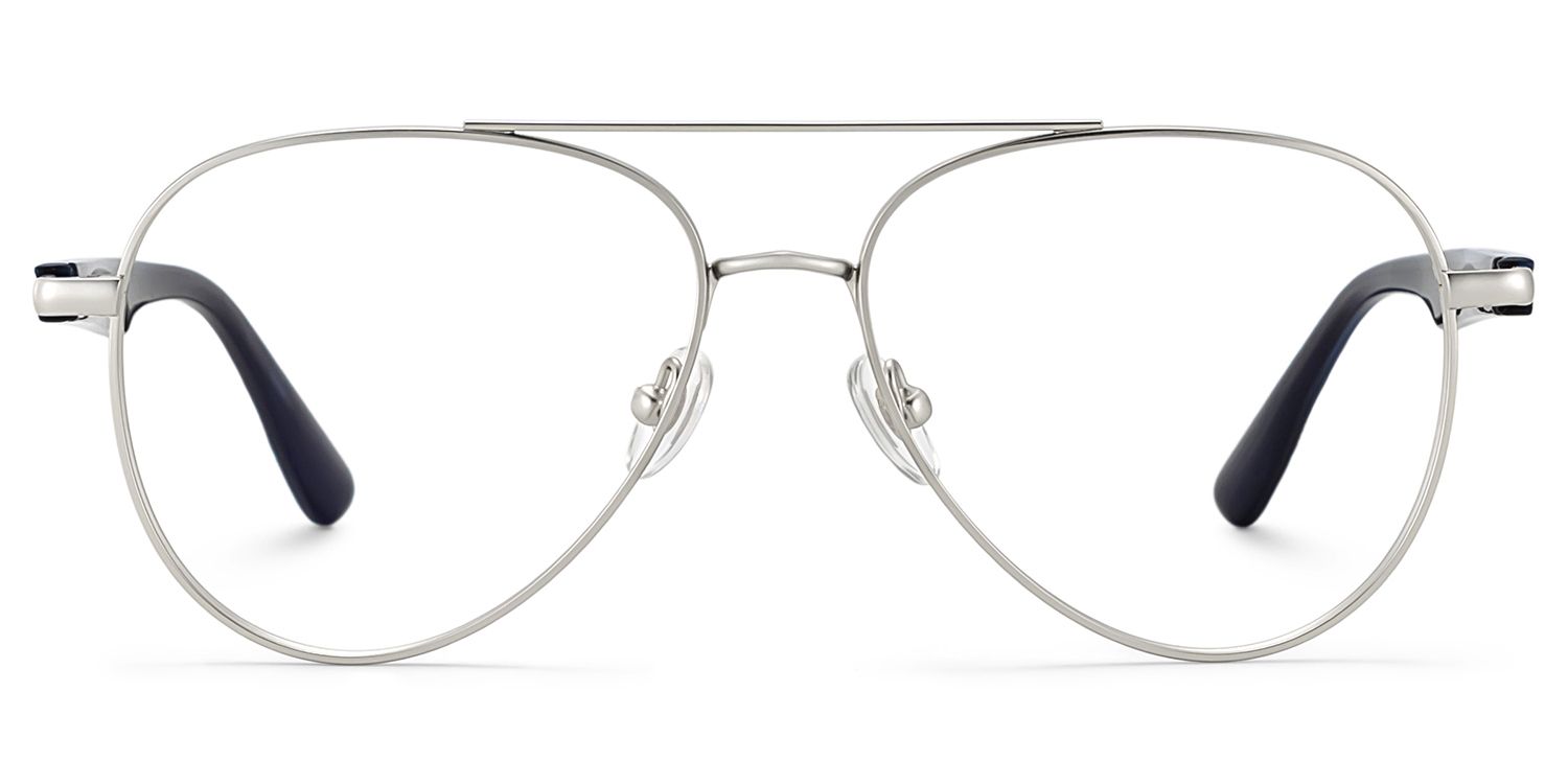 Aspen Silver Aviator Mixed Frame Glasses for Men | ZEELOOL