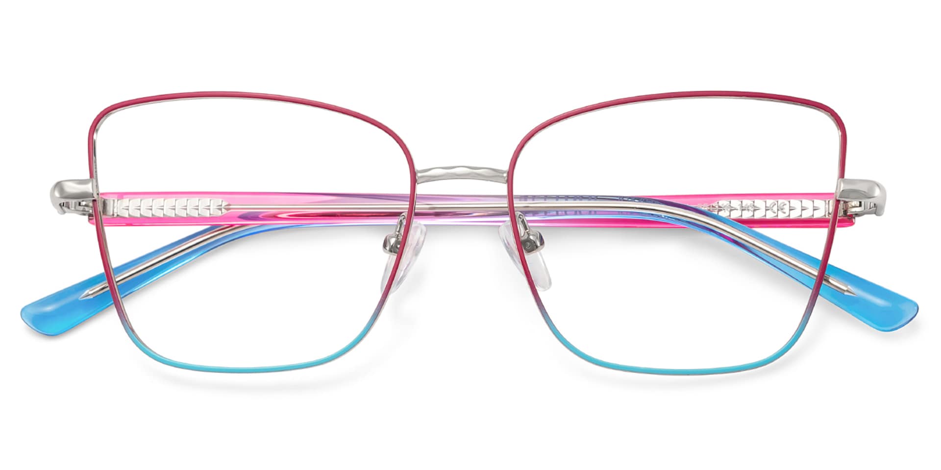 Jace Red-blue Square Prescription Glasses | Zeelool2
