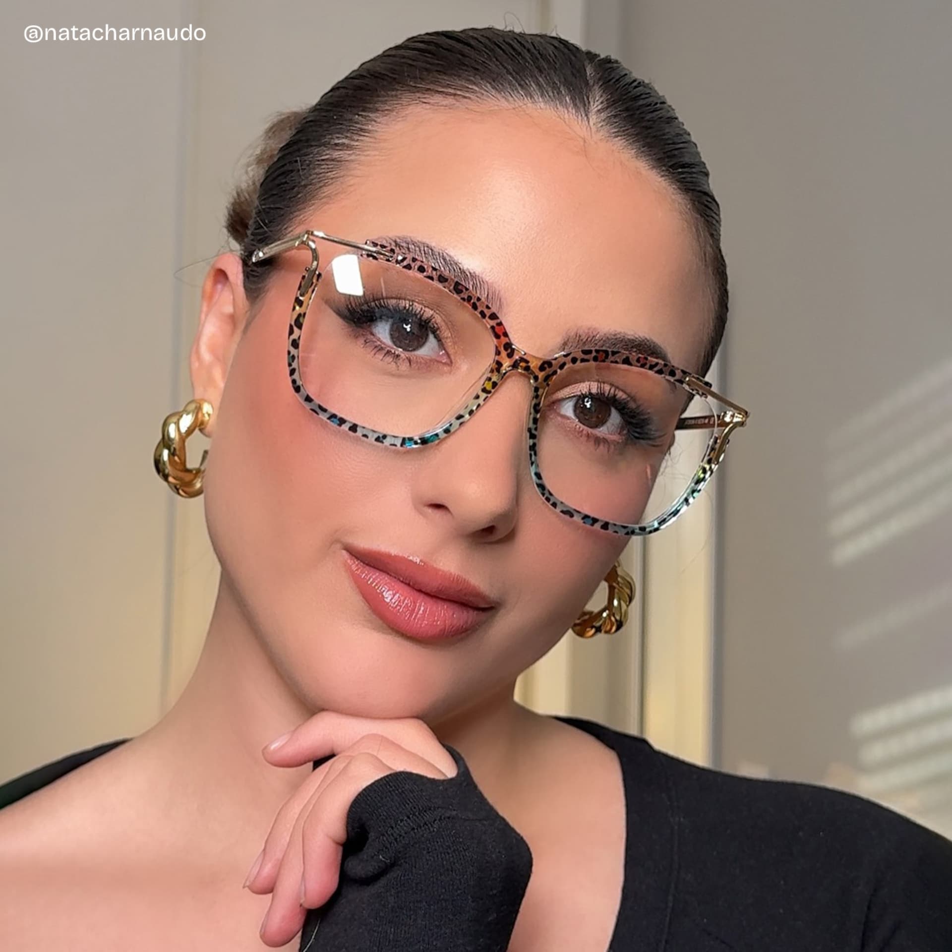 Spring hinges Sidibe Eyeglasses, Sidibe Blue leopard Glasses -Zeelool7