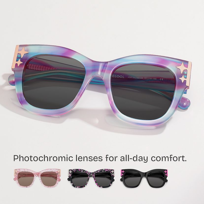 Minfia Blue Purple Square Sunglasses