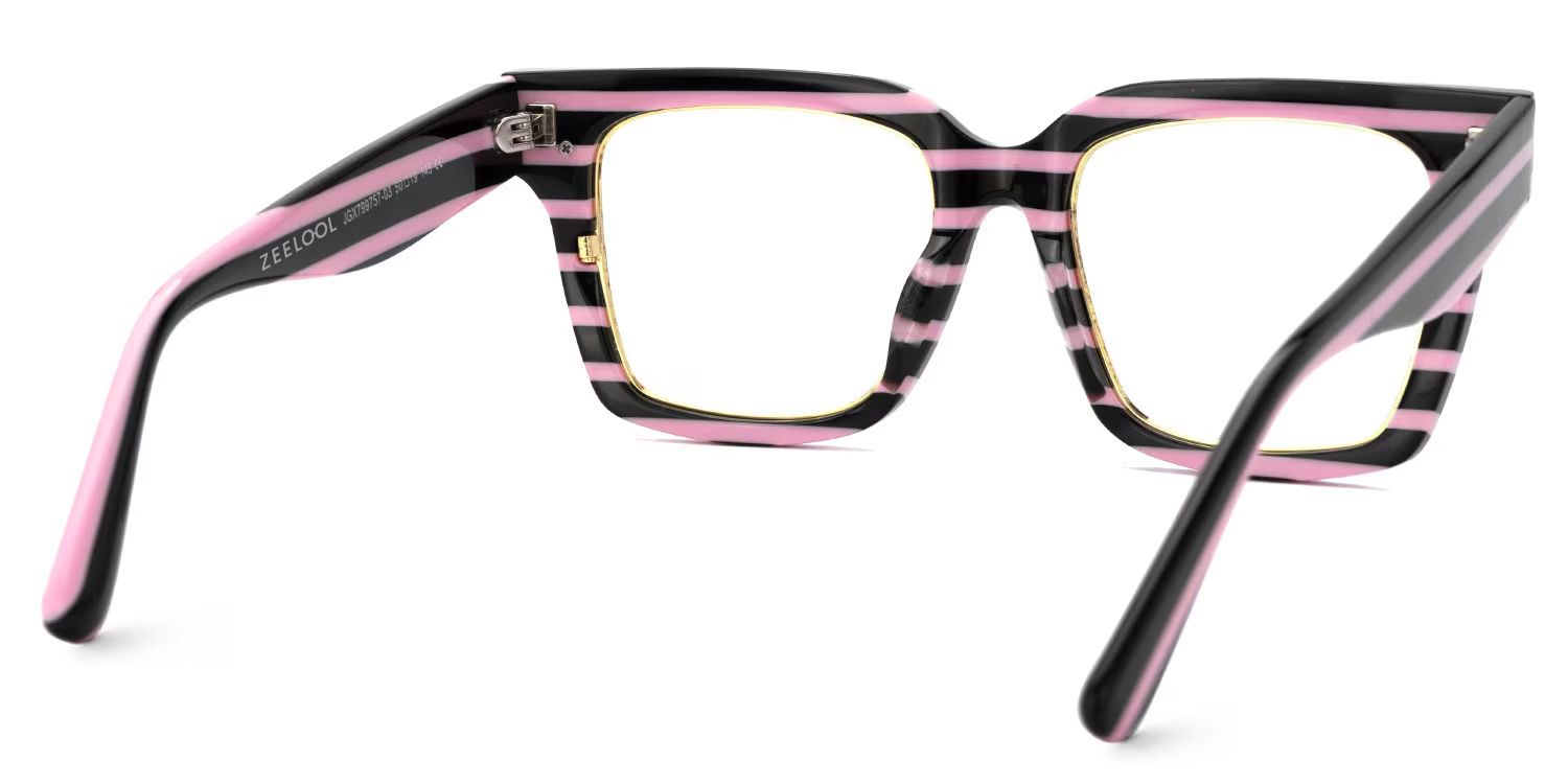 Taylor Square Black Pink Striped Frame Glasses for females | Zeelool3