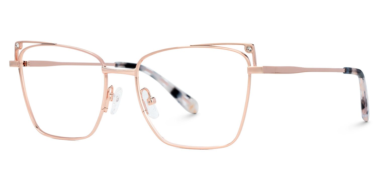 Rectangle Rose Gold Metal Glasses Frames | Zeelool1