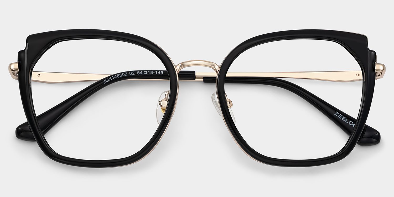 Black Metal Frame Glasses With Wide Size For Women2