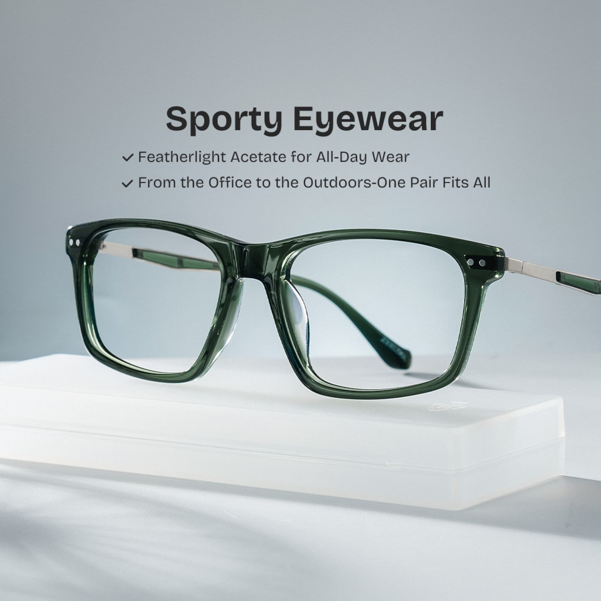 Cozy Green Frame Glasses with Rectangle Frame Online | ZEELOOL2
