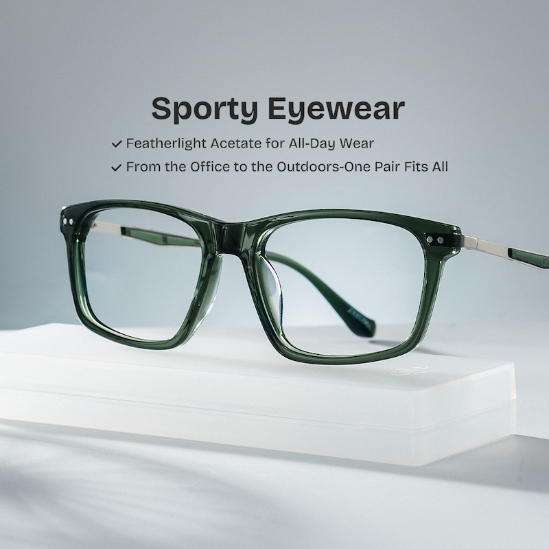 ZEELOOL Cozy Rectangle Green Glasses