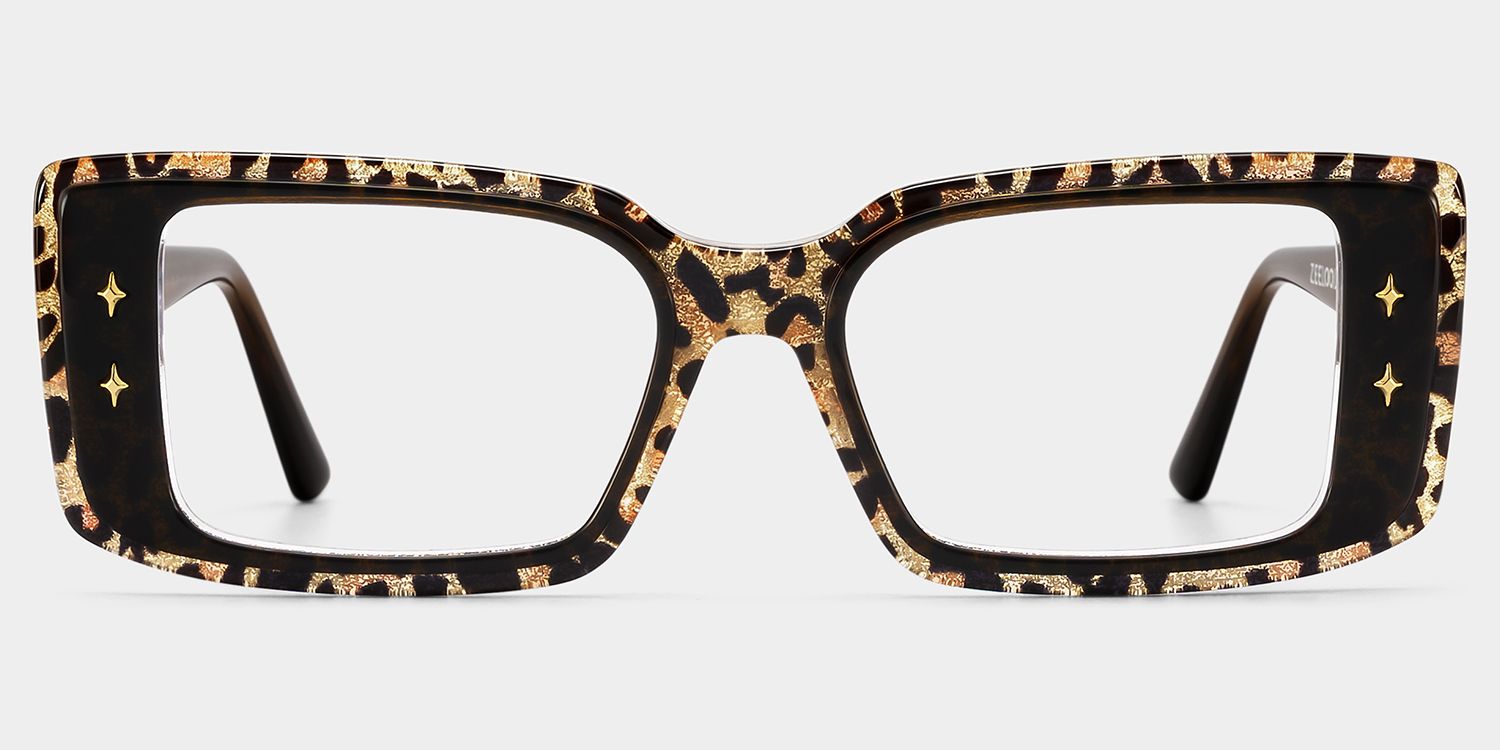 Women's Rectangle Eyeglasses Frames With Leopard Color1