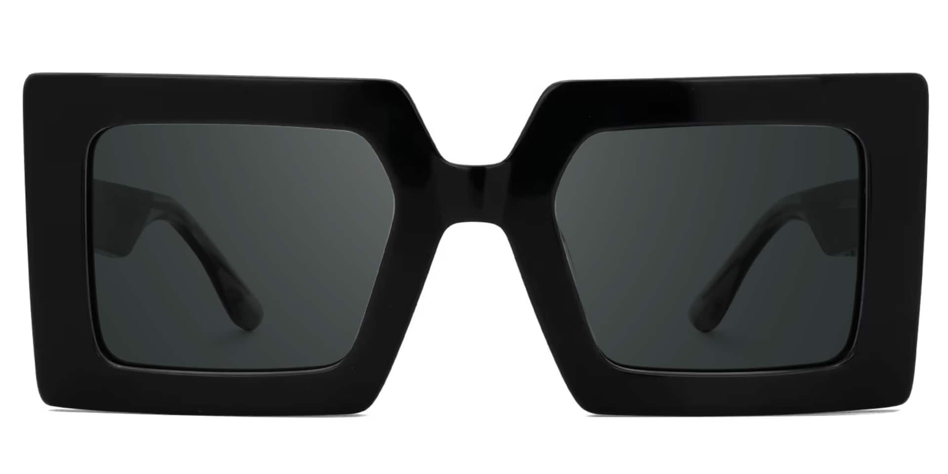 Tiffaney Black Square Sunglasses with Black Denim Temples0