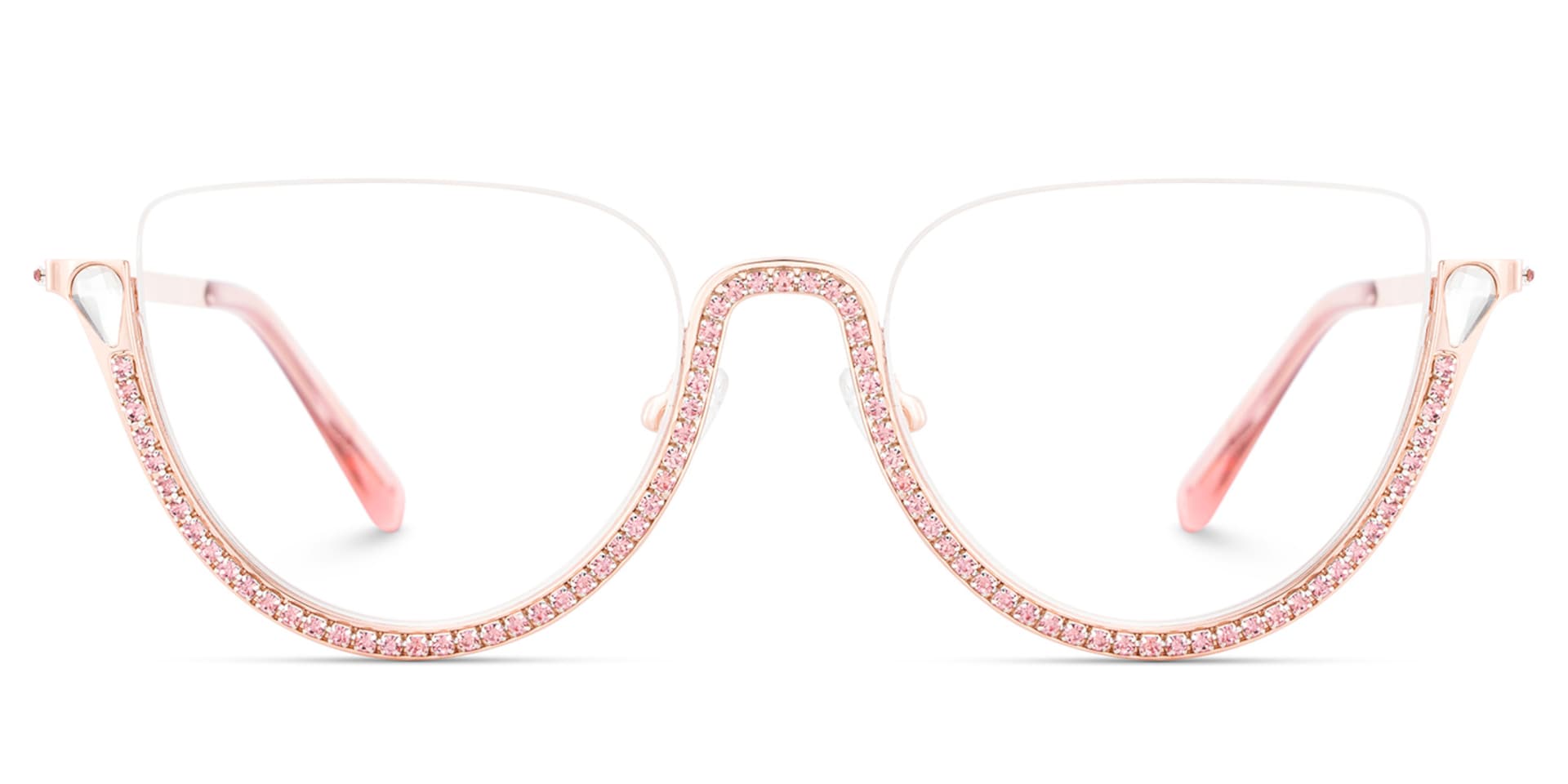 Half Frame Cat Eye Glasses With Shiny Pink Diamonds2