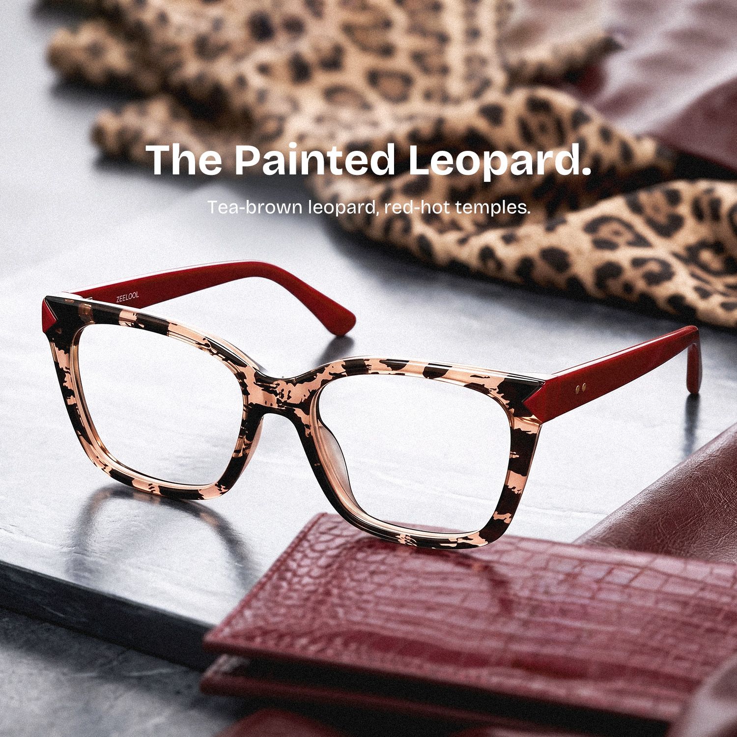 Victoria Leopard Print Square Glasses | ZEELOOL0