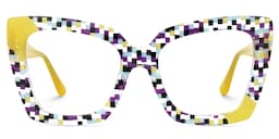Vivian Square Multicolor Checkered Glasses1