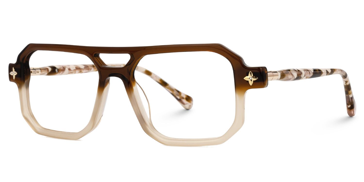 Brown Brackett Aviator Frame Eyeglasses | Zeelool1