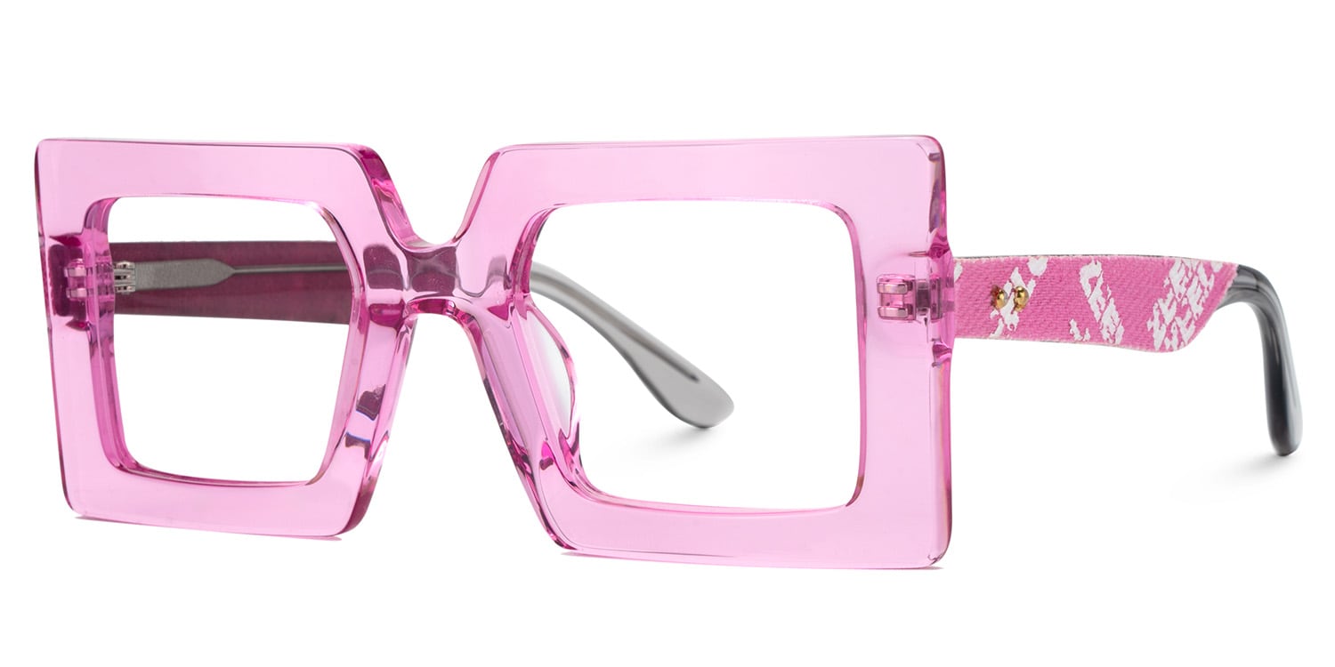 Tiffaney Square Transparent Pink Glasses3