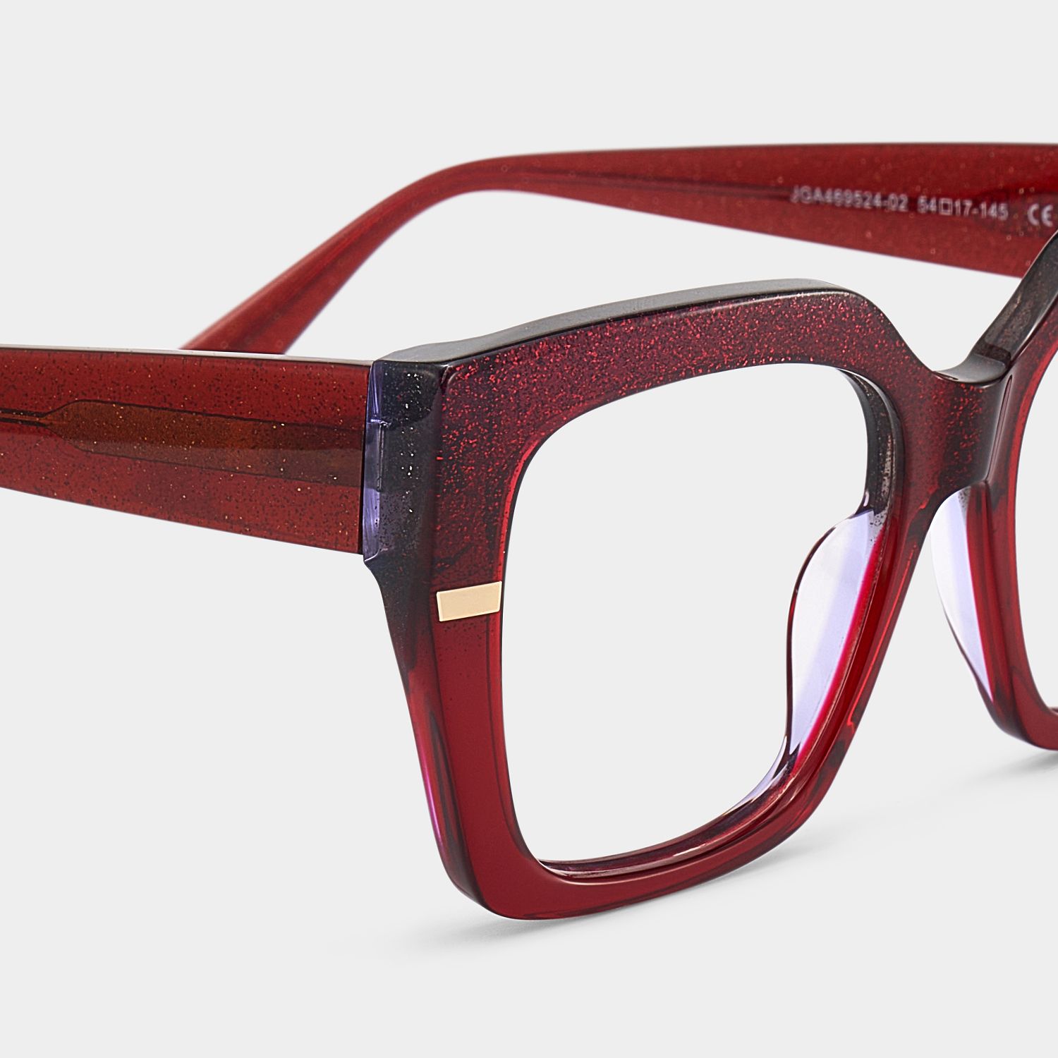 Mavis Square Burgundy Glasses Frames with Glittering Powder| ZEELOOL