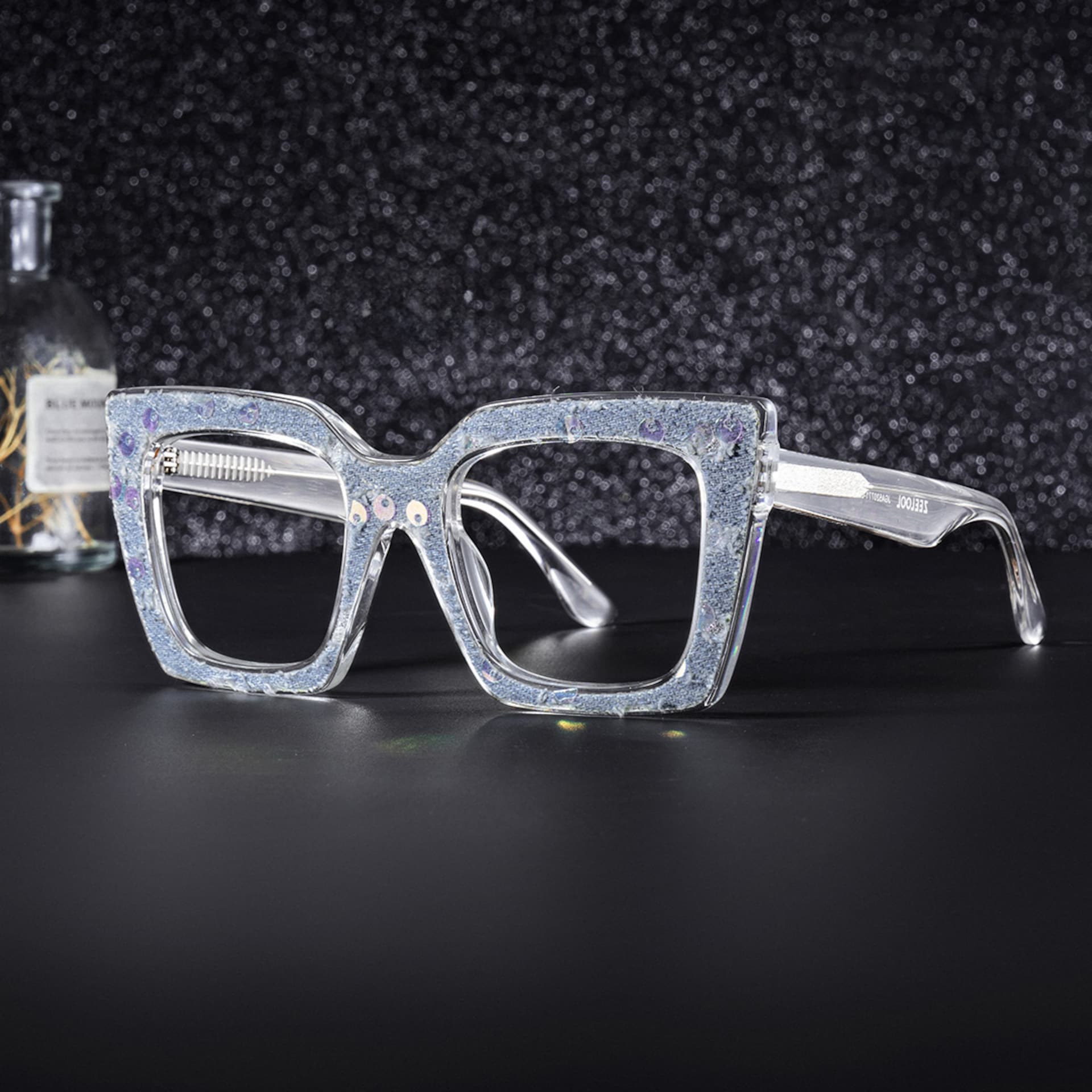 Full Transparent Glasses With light Blue Denim0