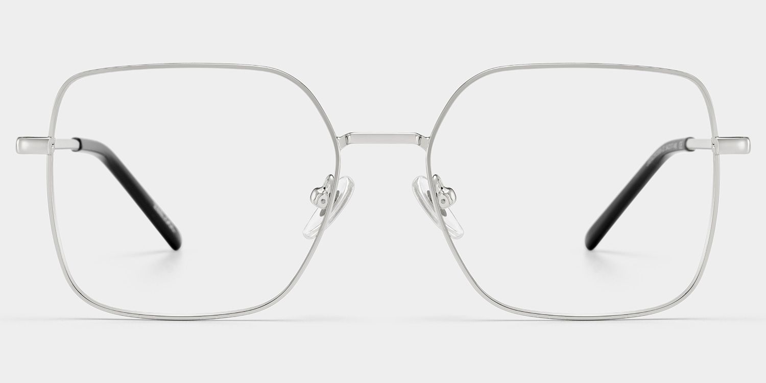 Abigail Silver Square Glasses with Medium Size Metal Frame | ZEELOOL