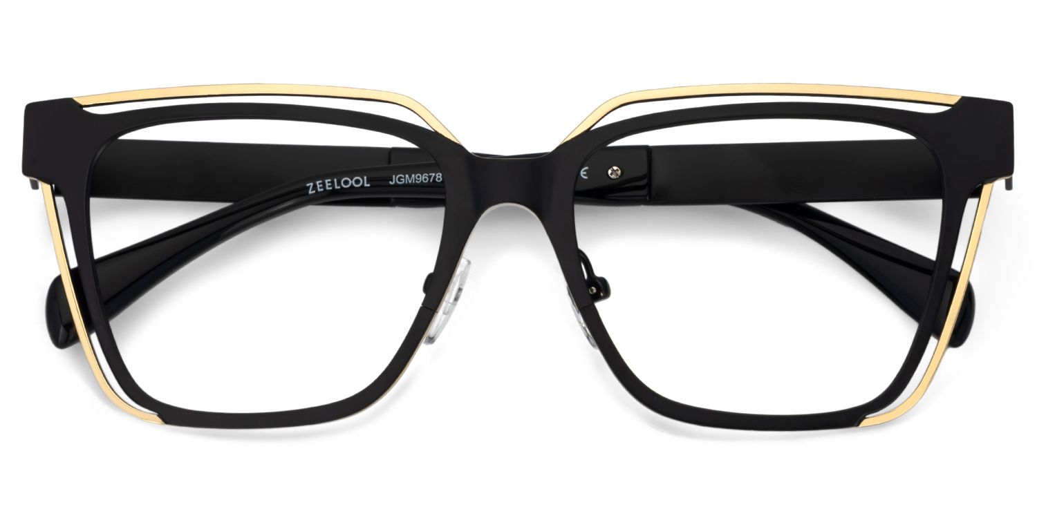 Large Black Glasses With Double Metal2