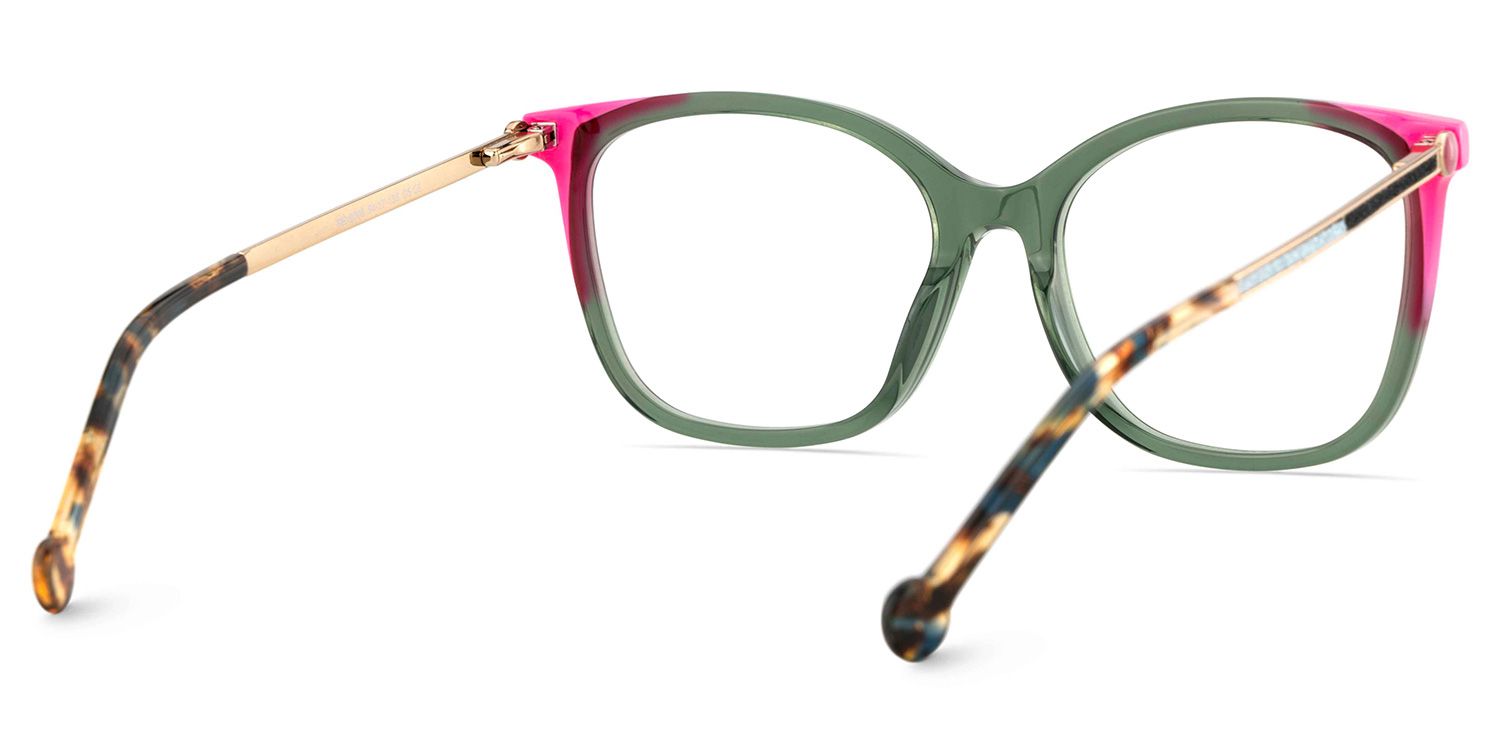 Nico Eyeglasses in Square Green Pink Frame | Zeelool5