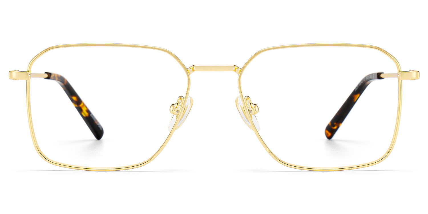 Leah Gold Frame Rectangular Glasses in Metal Frames for Men | ZEELOOL