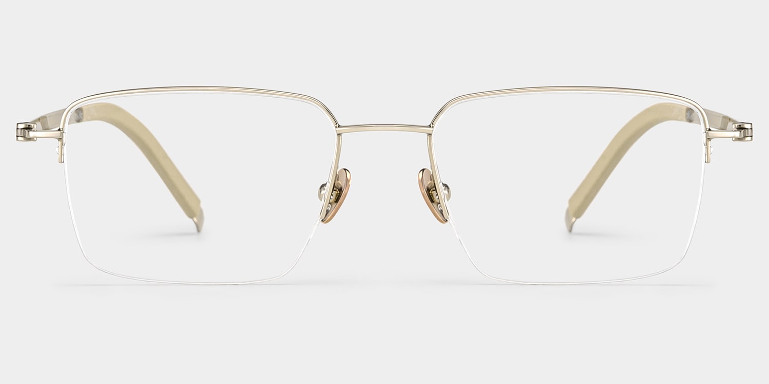 Carson Light Gold Semi Rimless Glasses in Titanium Frame | ZEELOOL