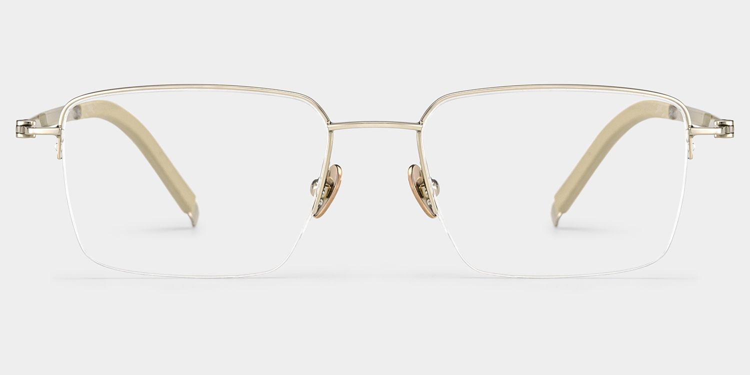 Carson Light Gold Semi Rimless Glasses in Titanium Frame | ZEELOOL1