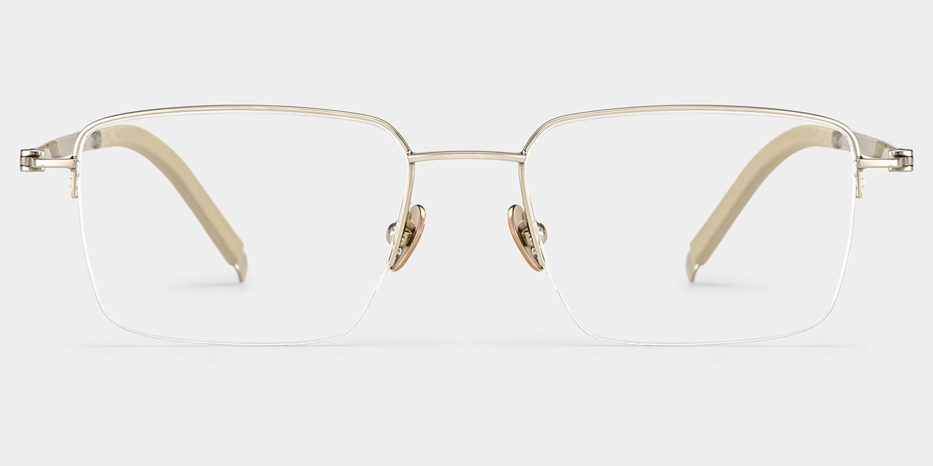 Carson Light Gold Semi Rimless Glasses in Titanium Frame | ZEELOOL1