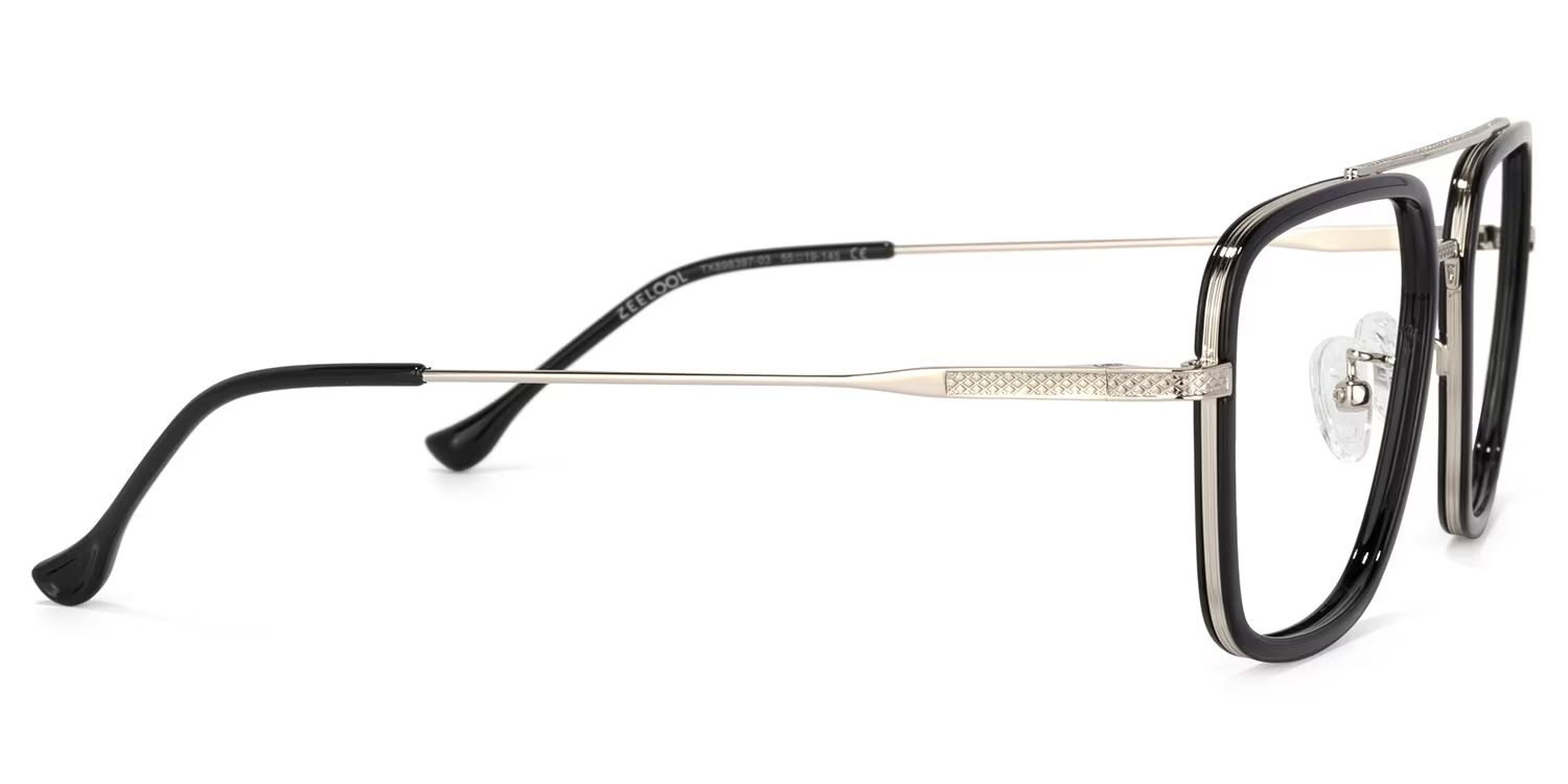Nayeli Aviator Black-Silver Glasses | Zeelool Glasses3