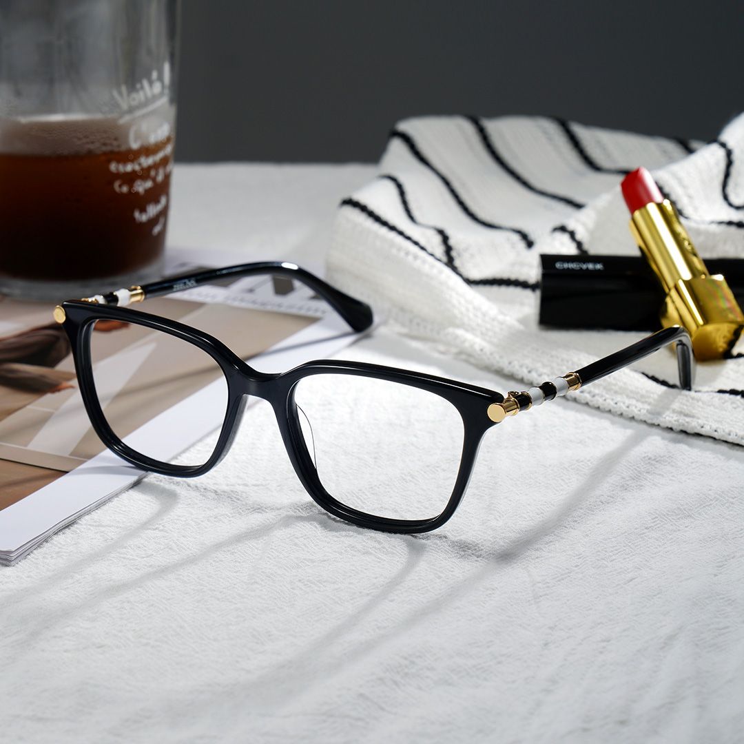 Delilah Square Black Frame Eyeglasses for Women| ZEELOOL