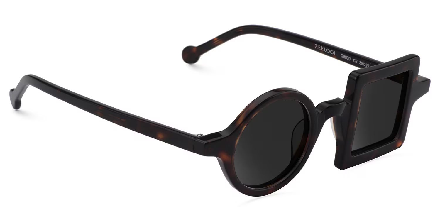 Paola Asymmetric Sunglasses with Tortoise Frames2
