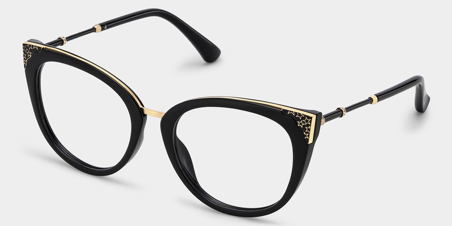 Dalton Cat Eye Black Glasses | Zeelool Glasses2