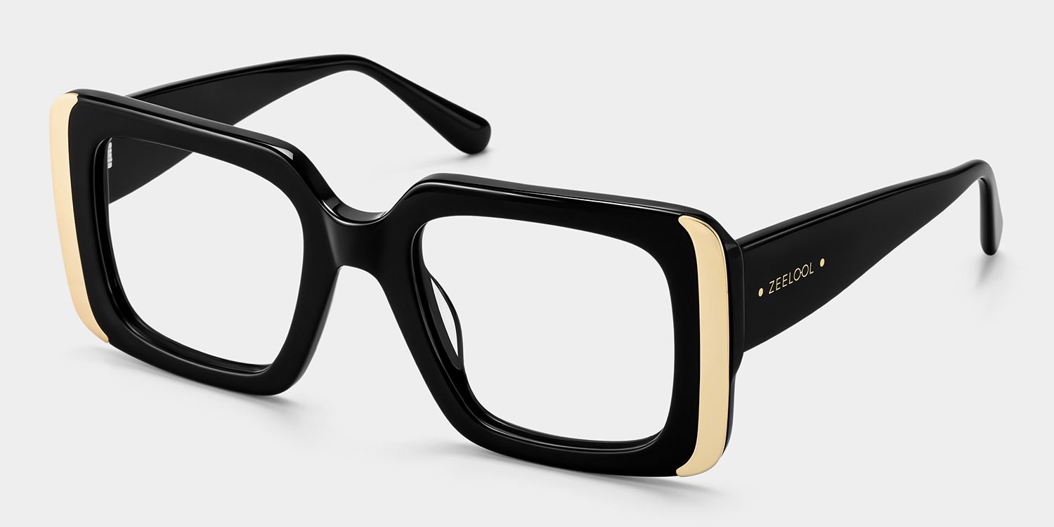 Black Rectangle Eyeglass Frames - Jesse Acetate Frame Glasses2