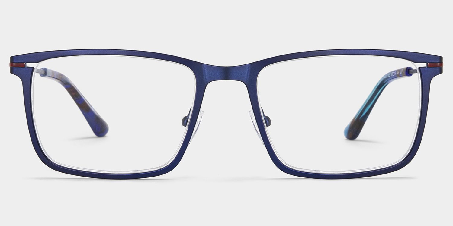 Rectangle Blue Eyeglasses- Roxana Metal Frame Glasses0