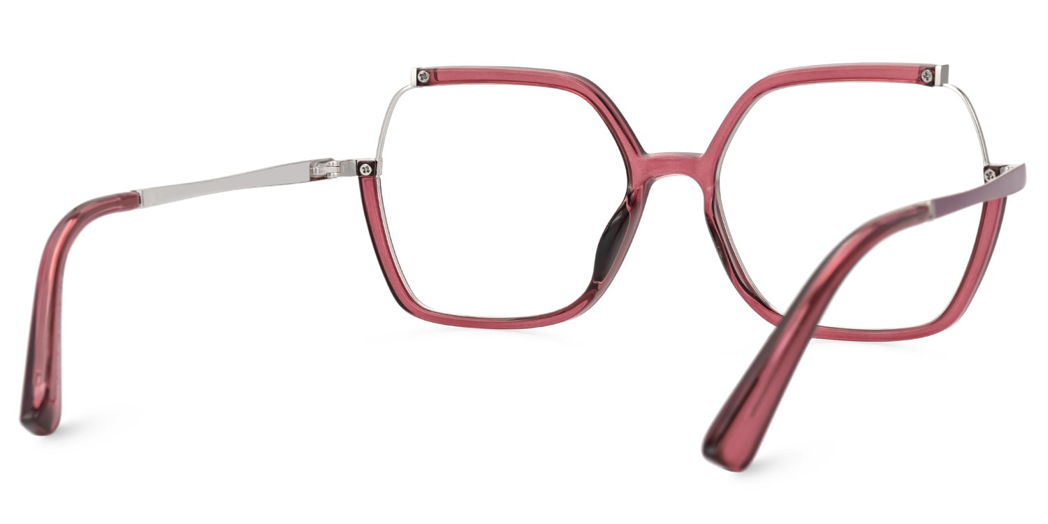 Alexia Mixed-Materials Square Red Frame Glasses | Zeelool