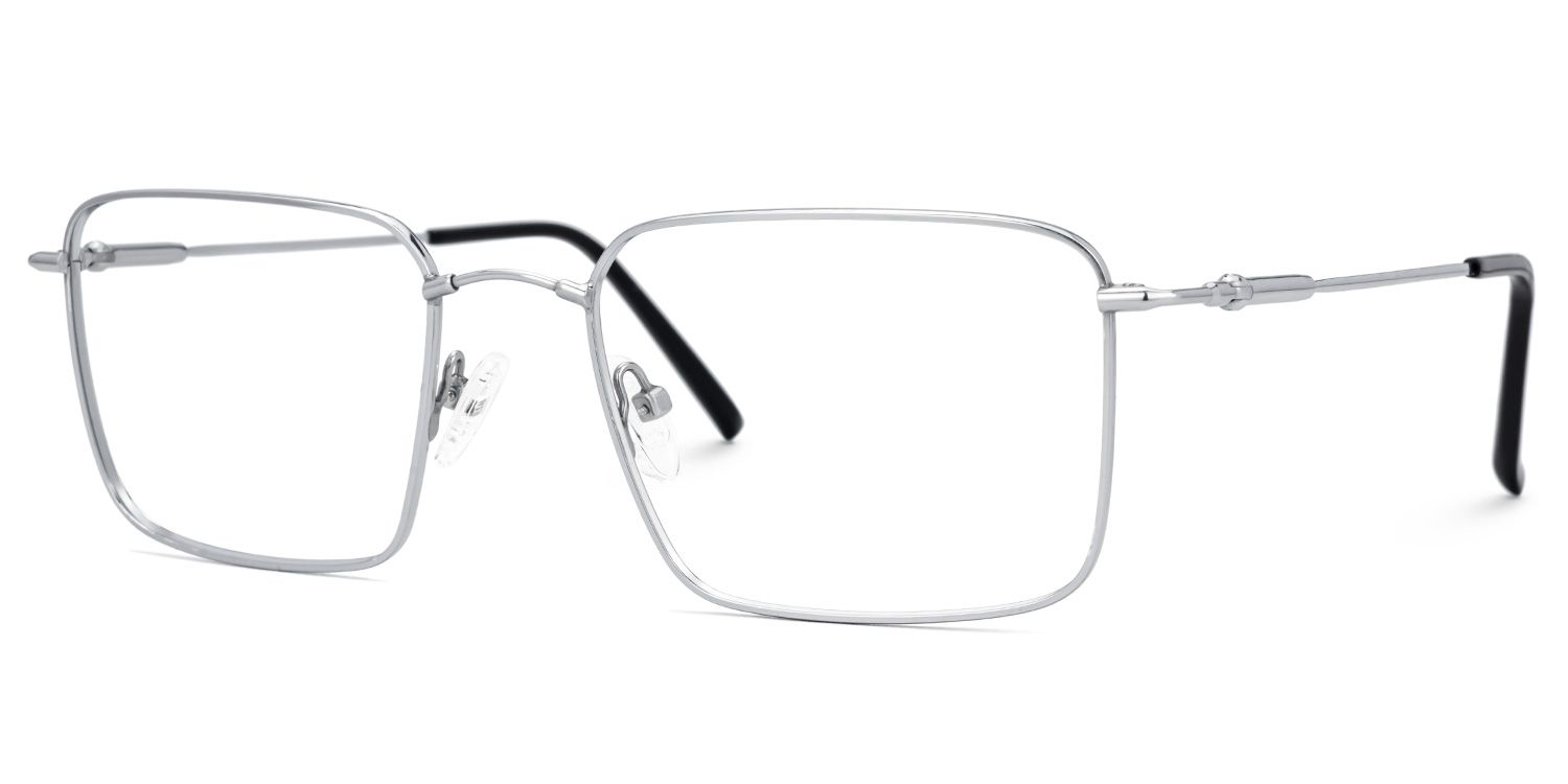 Stowe Thin Silver Glasses in Rectangle Design | Zeelool1
