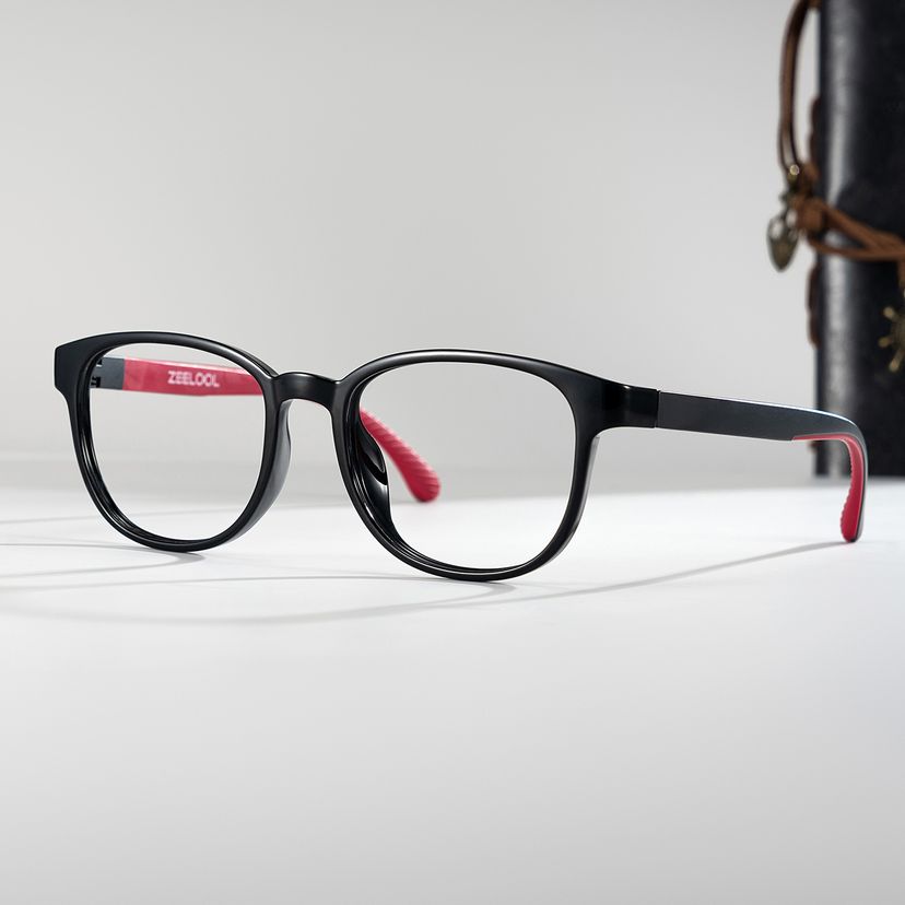 Dale  Round Black Red Glasses