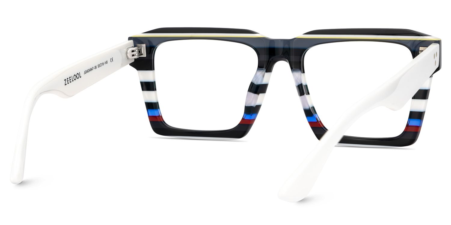 Big Square Eyeglasses Frames With Black and White Stripes5