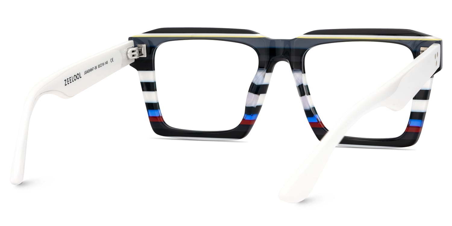 Kenish Square Black White Glasses5