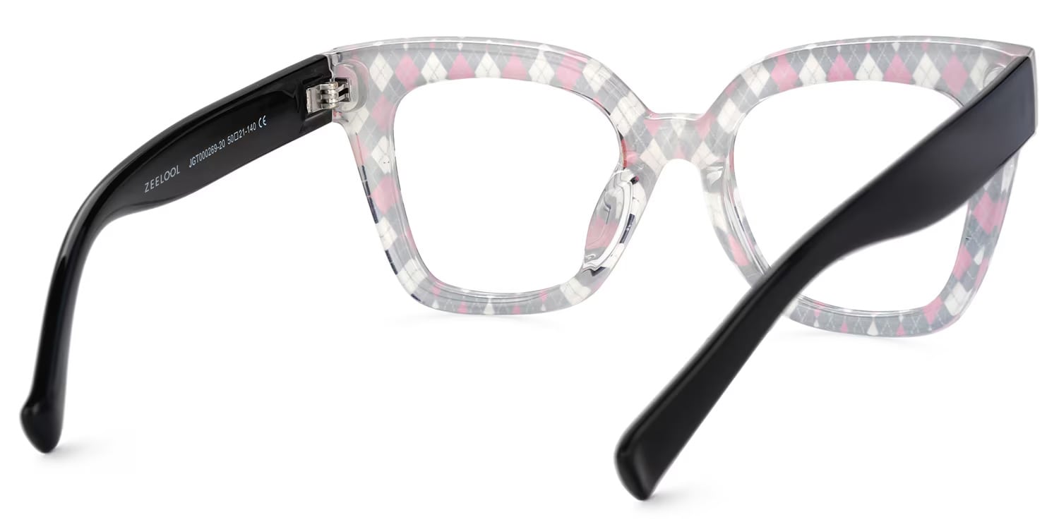 Malcolm Large Plaid Eyeglasses Frame with Black Arms | Zeelool3