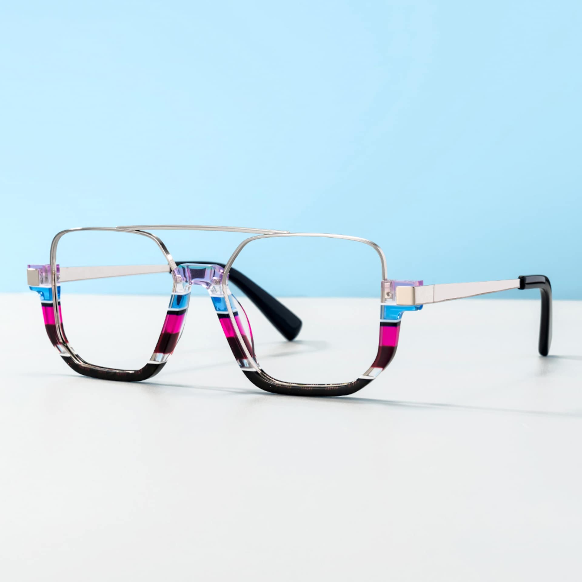 Multicolor Strip Aviator Spectacles Frames - Oromiya on Sale | Zeelool0