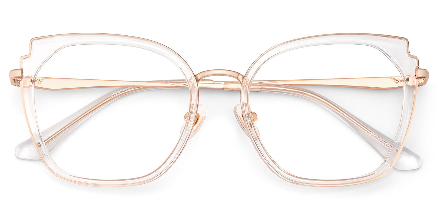 Clear Metal Frame Glasses With Wide Size For Women1