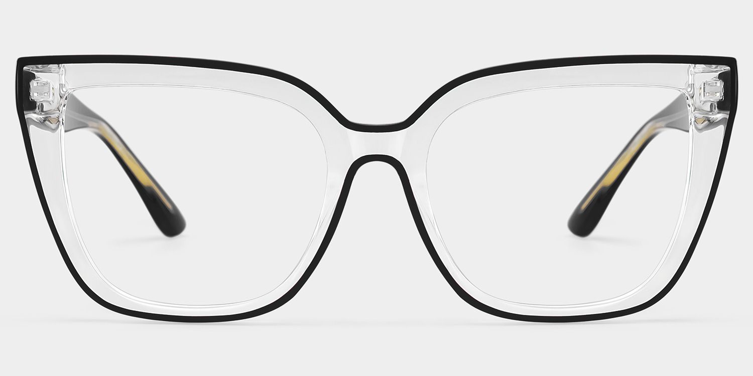 Mirta Square Glasses with Clear Frame and Red Edge